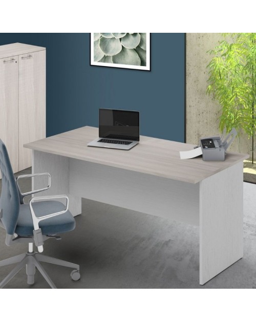 Scrivania per ufficio 200x80x74H olmo e bianco frassinato Ibisco – Made in Italy