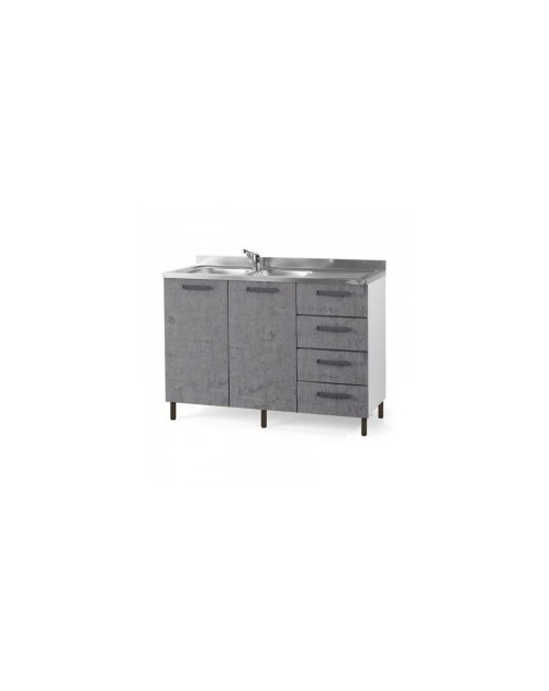 Sottolavello con cassetti 120 cm destro con lavello colore cemento