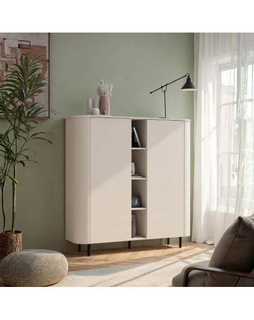 Mobile contenitore Marini 2 ante e 4 vani a giorno cashmere 150x43x154 cm push pull