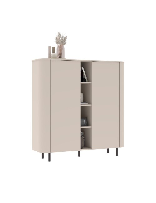 Mobile contenitore Marini 2 ante e 4 vani a giorno cashmere 150x43x154 cm push pull
