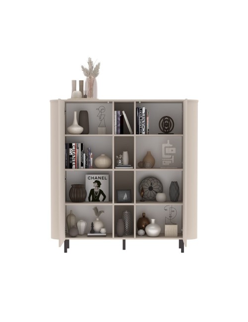 Mobile contenitore Marini 2 ante e 4 vani a giorno cashmere 150x43x154 cm push pull