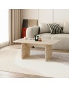 Tavolino da salotto Pietra 100x60 cm colore travertino con gambe a pannello e bordi arrotondati
