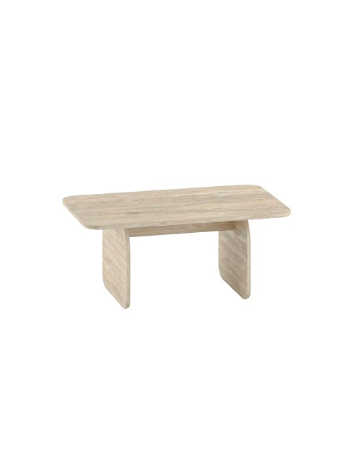 Tavolino da salotto Pietra 100x60 cm colore travertino con gambe a pannello e bordi arrotondati