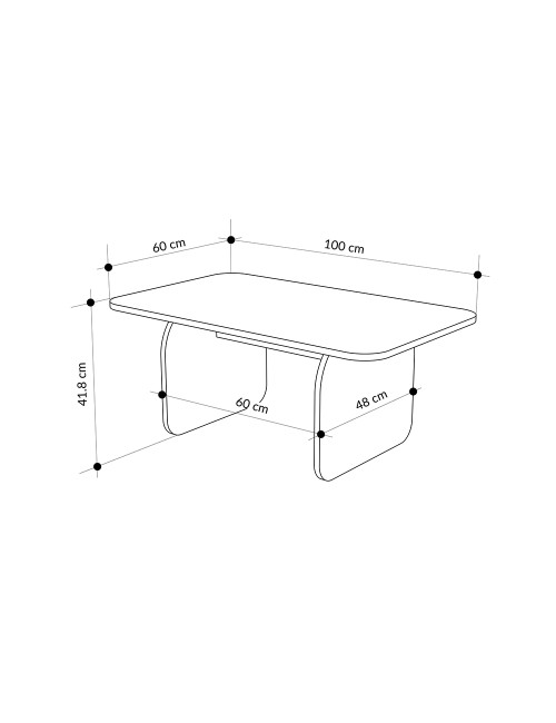 Tavolino da salotto Pietra 100x60 cm colore travertino con gambe a pannello e bordi arrotondati