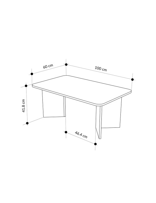 Tavolino da salotto Sam 100x60 cm colore travertino con bordi arrotondati