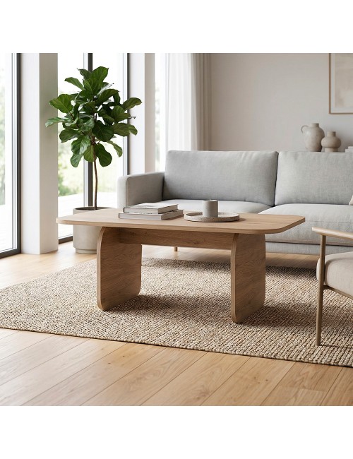 Tavolino da salotto Pietra 100x60 cm colore sepet con gambe a pannello e bordi arrotondati