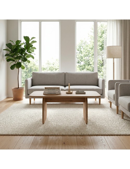 Tavolino da salotto Pietra 100x60 cm colore sepet con gambe a pannello e bordi arrotondati