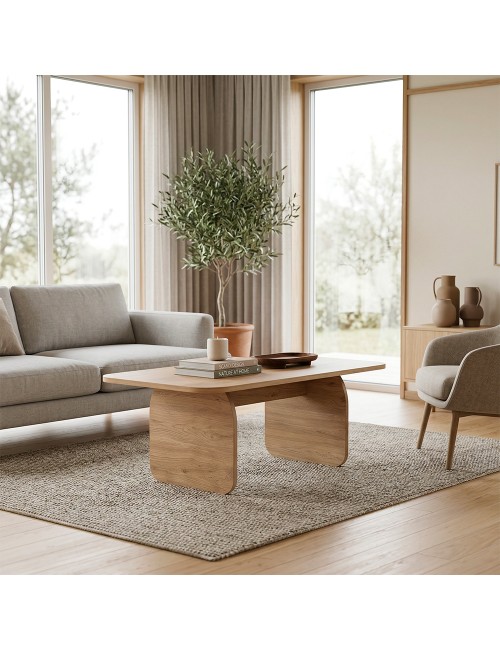 Tavolino da salotto Pietra 100x60 cm colore sepet con gambe a pannello e bordi arrotondati