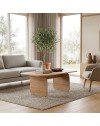 Tavolino da salotto Pietra 100x60 cm colore sepet con gambe a pannello e bordi arrotondati