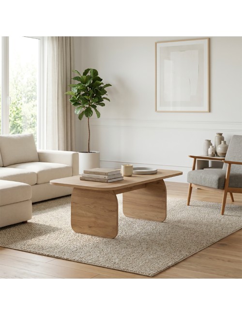 Tavolino da salotto Pietra 100x60 cm colore sepet con gambe a pannello e bordi arrotondati