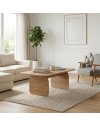 Tavolino da salotto Pietra 100x60 cm colore sepet con gambe a pannello e bordi arrotondati