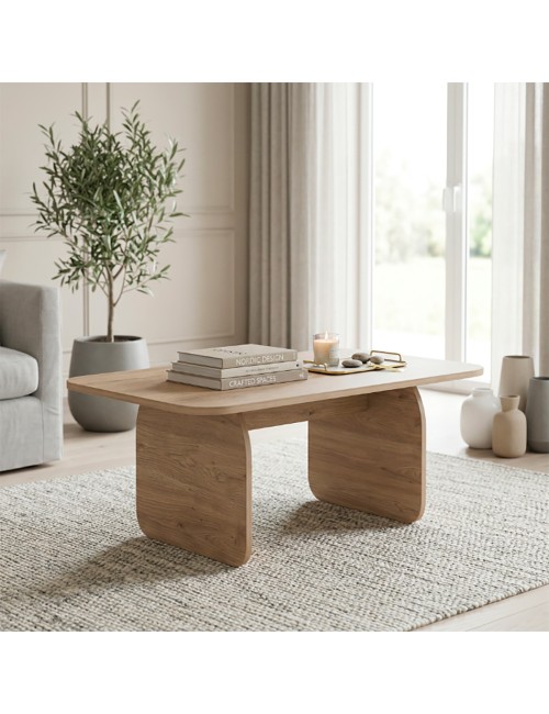 Tavolino da salotto Pietra 100x60 cm colore sepet con gambe a pannello e bordi arrotondati