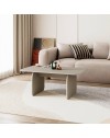 Tavolino da salotto Pietra 100x60 cm colore cashmere con gambe a pannello e bordi arrotondati