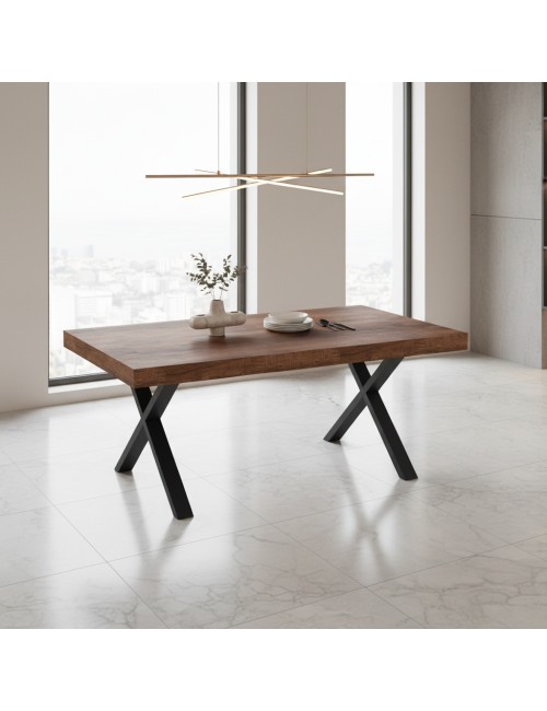 Tavolo allungabile England con piano in MDF noce e gambe nere 180x100x76H