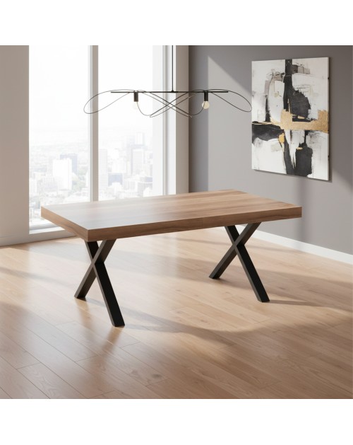Tavolo allungabile England con piano in MDF quercia e gambe nere 180x100x76H