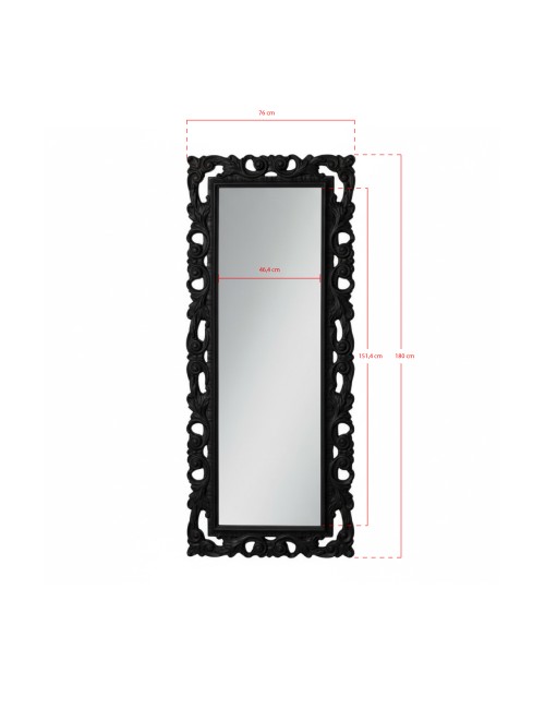 Specchiera Anna 76x180 cm. colore nero lucido