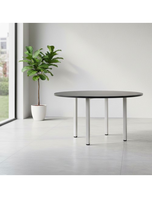 Tavolo Rotondo Leccino 90x90 con Gambe Regolabili in Altezza – Antracite Satinato e Alluminio