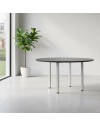Tavolo Rotondo Leccino 90x90 con Gambe Regolabili in Altezza – Antracite Satinato e Alluminio