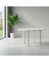 Tavolo Rotondo Leccino 90x90 con Gambe Regolabili in Altezza – Bianco e Alluminio