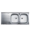 Lavello cucina acciaio appoggio 120x50 cm doppia vasca e gocciolatoio sinistro SA127SX