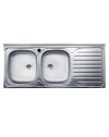 Lavello cucina acciaio appoggio 120x50 cm doppia vasca e gocciolatoio destro SA127DX