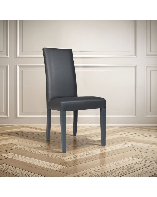 Set 2 Sedie Nancy ecopelle colore grigio antracite