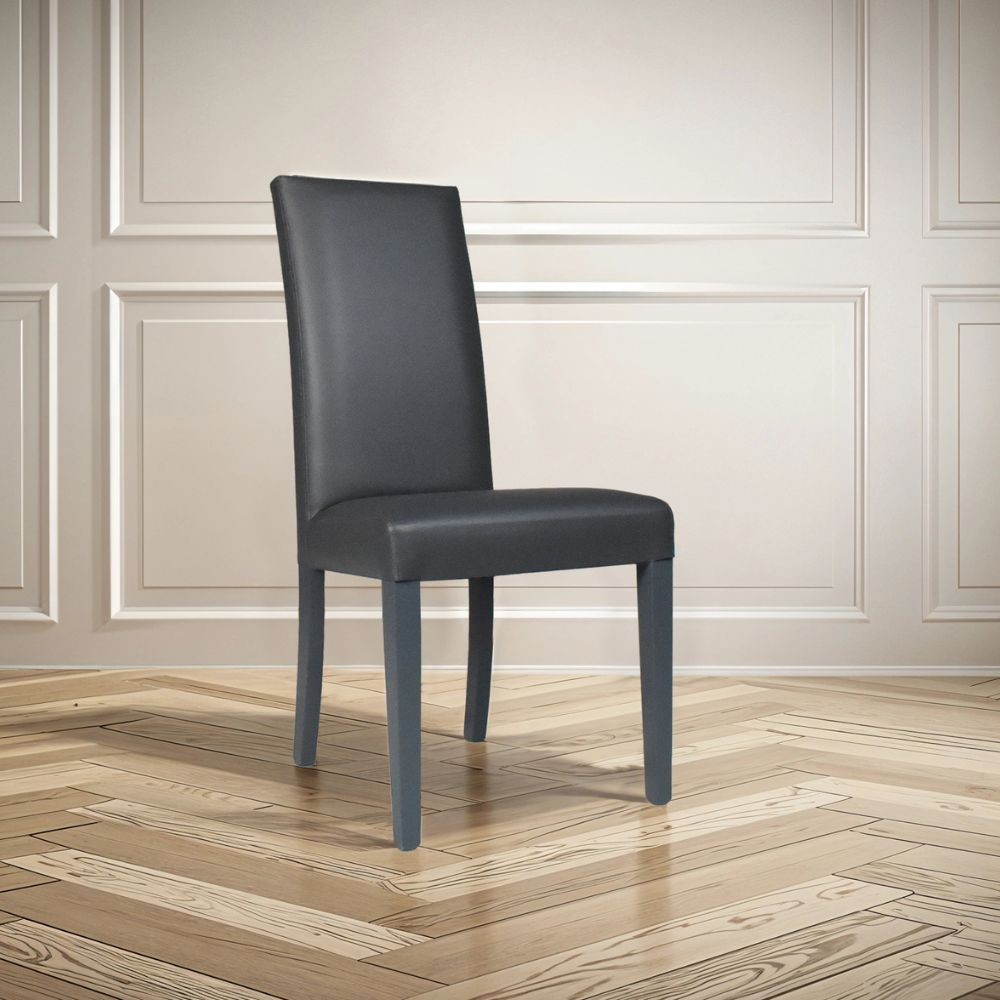 Set 2 Sedie Nancy ecopelle colore grigio antracite