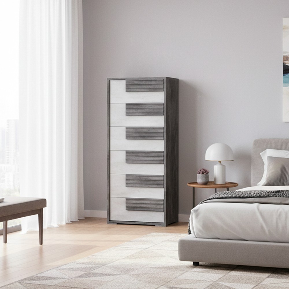 Settimino Selva 6 Cassetti Nero e Bianco – Design Moderno e Forte Impatto