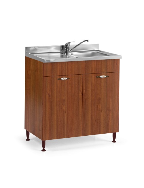Sottolavello 2 Ante 80 cm Con Lavello Incluso Colore Noce Antico