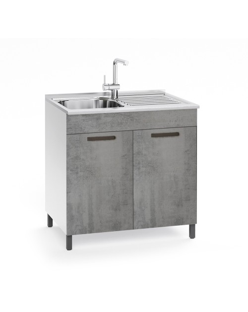 Sottolavello 2 ante 80 cm con lavello incluso colore cemento