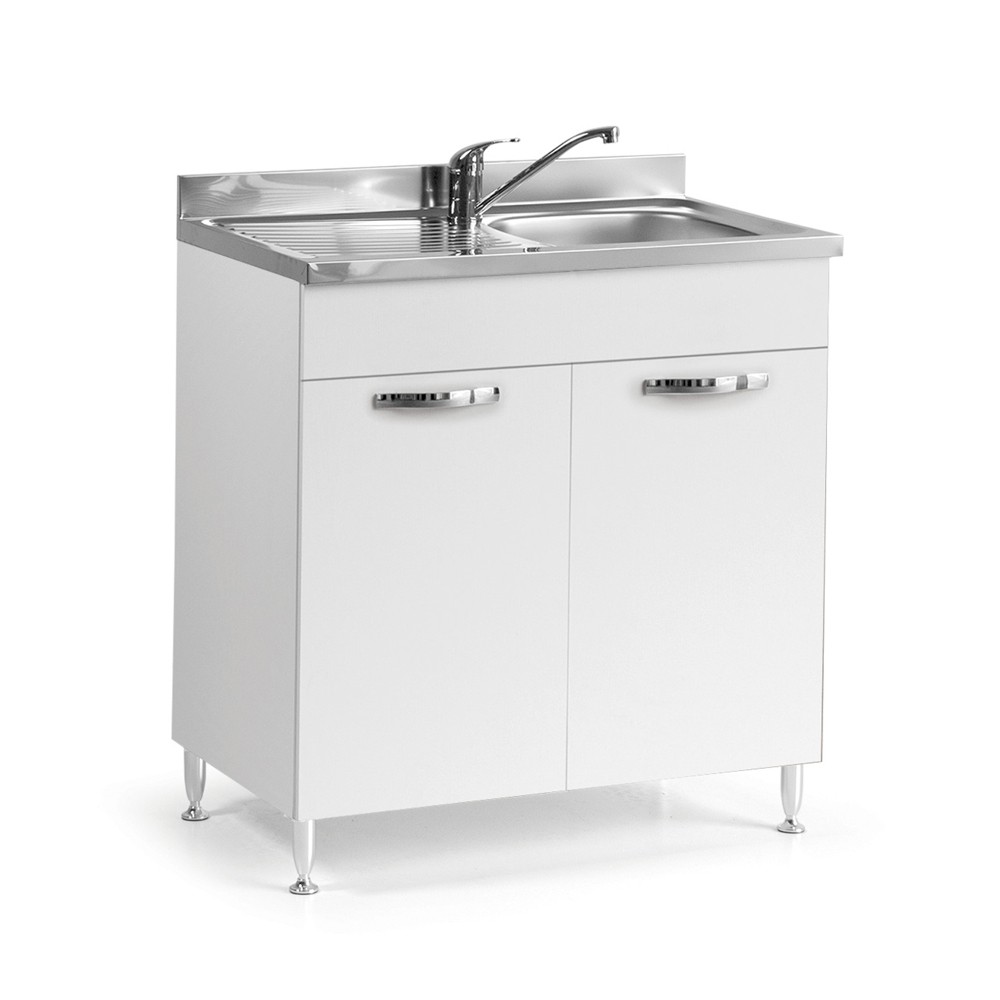Sottolavello 2 ante 80 cm con lavello incluso colore bianco frassinato