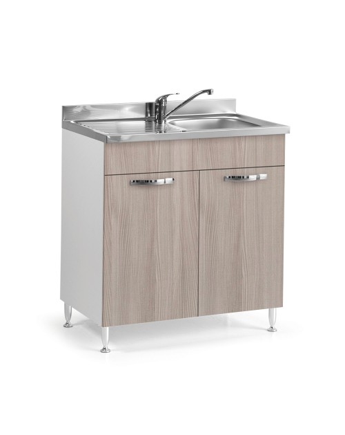 Sottolavello 2 ante 80 cm con lavello incluso colore olmo