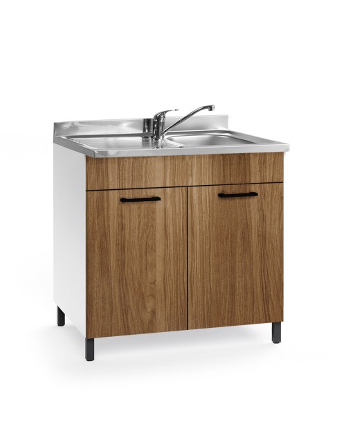 Sottolavello 2 ante 80x50x85H con lavello incluso colore noce naturale
