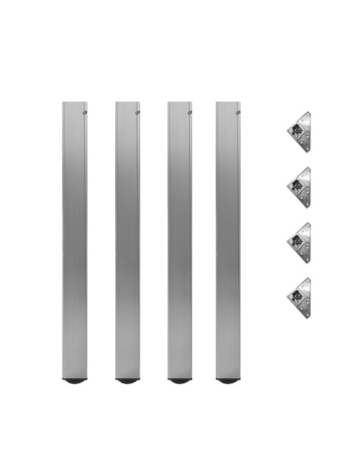Tavolo Quadrato Leccino 80x80 con Gambe Regolabili in Altezza – antracite satinato e Alluminio