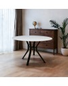 Tavolo Rotondo Aurora Ø120 con Piano Ceramica Bianco Lucido e Struttura Nera – Eleganza Moderna