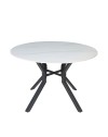 Tavolo Rotondo Aurora Ø120 con Piano Ceramica Bianco Lucido e Struttura Nera – Eleganza Moderna