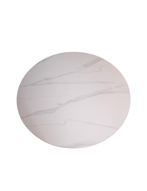Tavolo Rotondo Aurora Ø120 con Piano Ceramica Bianco Lucido e Struttura Nera – Eleganza Moderna