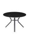 Tavolo Rotondo Aurora Ø120 con Piano Ceramica Nero Opaco e Struttura Nera – Eleganza Moderna