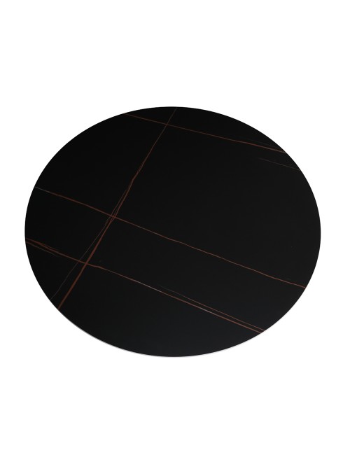 Tavolo Rotondo Aurora Ø120 con Piano Ceramica Nero Opaco e Struttura Nera – Eleganza Moderna