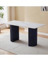 Tavolo Rettangolare Megalit con Piano in Ceramica Bianco Lucido e Struttura Nera – Design Moderno