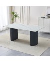 Tavolo Rettangolare Megalit con Piano in Ceramica Bianco Lucido e Struttura Nera – Design Moderno