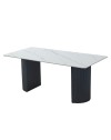 Tavolo Rettangolare Megalit con Piano in Ceramica Bianco Lucido e Struttura Nera – Design Moderno