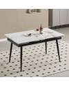 Tavolo Allungabile Expandia 120x85 con Piano in Ceramica Effetto Marmo Bianco e Gambe Nere