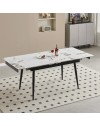 Tavolo Allungabile Expandia 120x85 con Piano in Ceramica Effetto Marmo Bianco e Gambe Nere