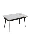 Tavolo Allungabile Expandia 120x85 con Piano in Ceramica Effetto Marmo Bianco e Gambe Nere