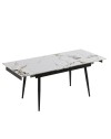 Tavolo Allungabile Expandia 120x85 con Piano in Ceramica Effetto Marmo Bianco e Gambe Nere