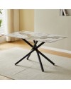 Tavolo Linus2358 con piano in ceramica effetto marmo bianco pandora brown lucido e gambe in metallo nero 140x80x76H