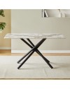 Tavolo Linus2358 con piano in ceramica effetto marmo bianco pandora brown lucido e gambe in metallo nero 140x80x76H