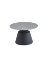 Set Tavolini Dual Rotondi in Ceramica Grigio Opaco con Struttura in Metallo Nero – Coppia Tavoli Salotto Moderni
