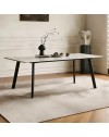 Tavolo Rettangolare Imperial 180x90 in Ceramica Effetto Marmo bianco Lucido e oro con Gambe in Metallo Nero